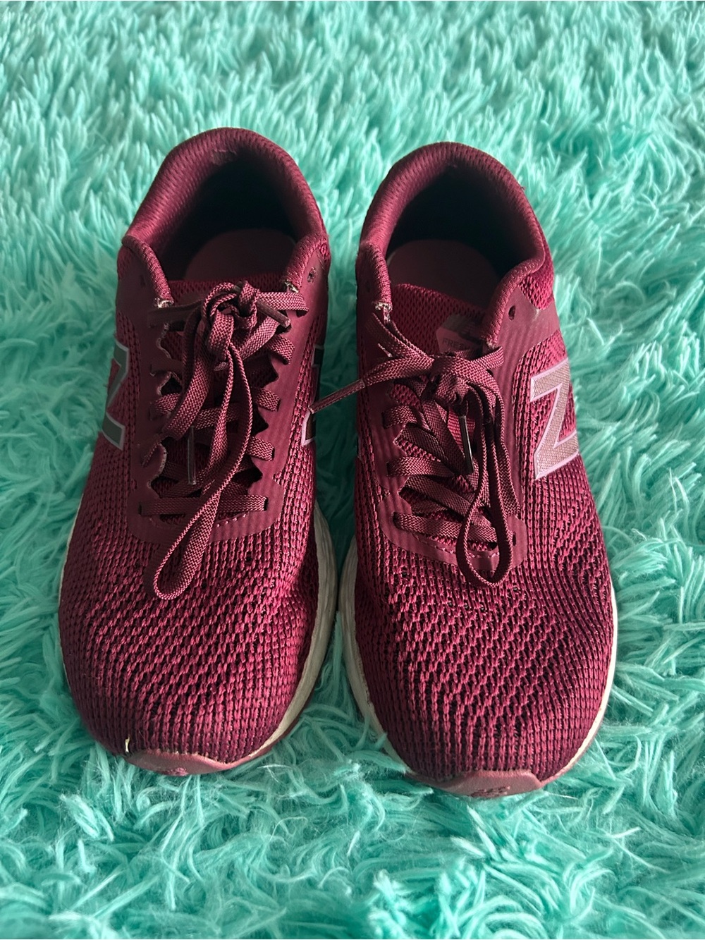 New Balance Women's Athletic Sneakers in Burgundy Knit